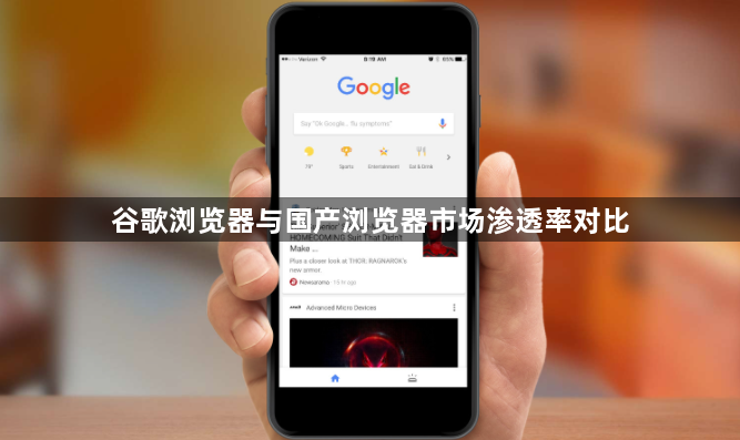 谷歌浏览器与国产浏览器市场渗透率对比1
